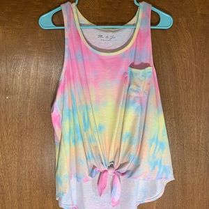L Rainbow Tie-Die Tank Top
